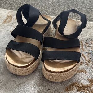 Esprit Black and Tan Espadrille Sandals